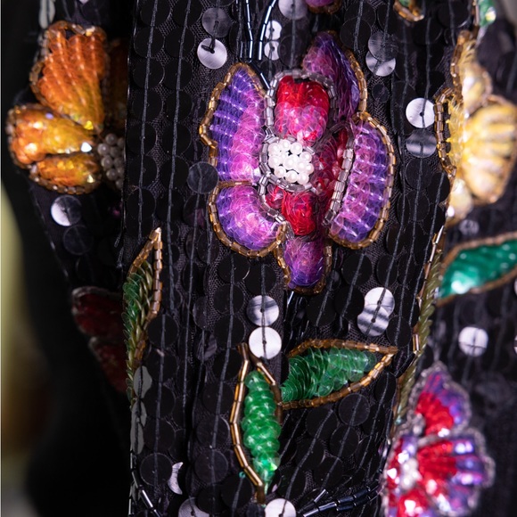 80s Cocktail Dress / Vintage Prom / Puff Sleeve / Luxury knit / Wool - Picture 7 of 9